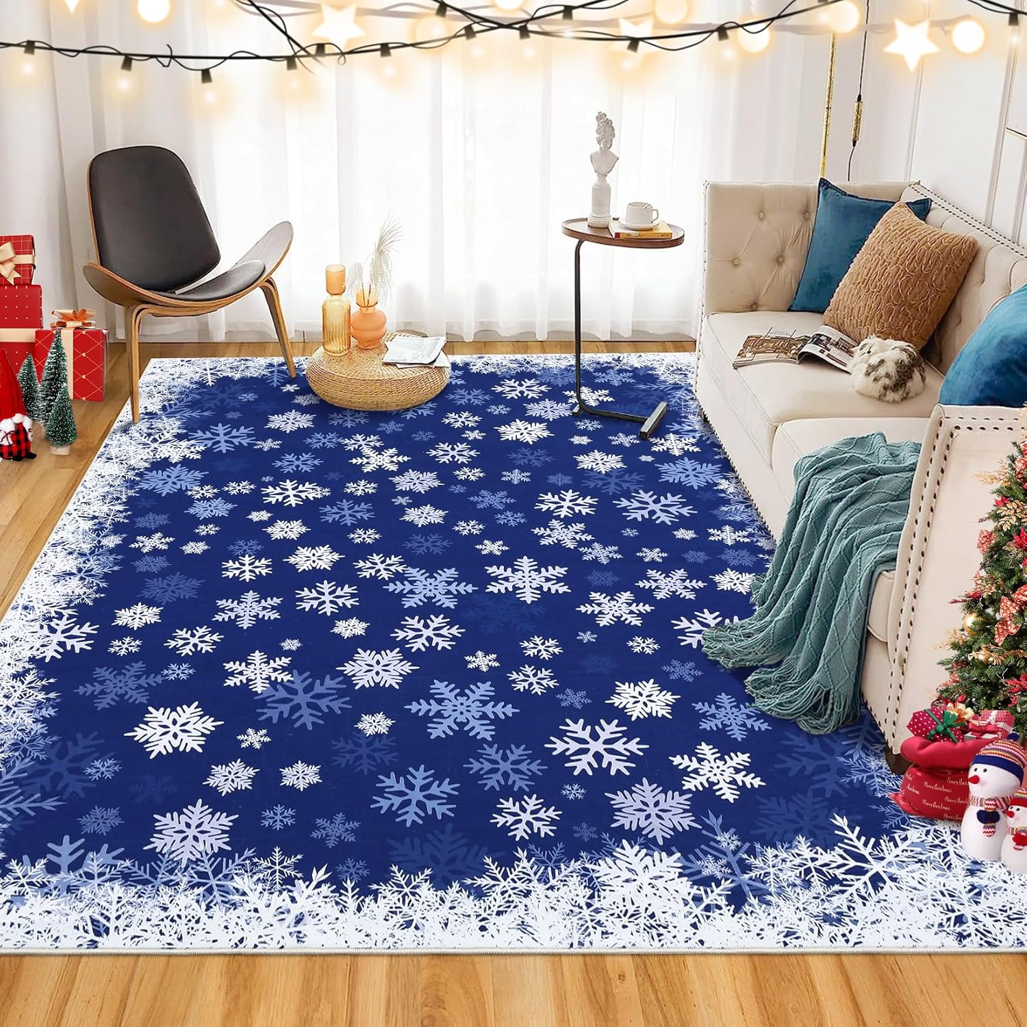 GarveeHome Christmas Rug 3x5 Soft Non Slip Snowflake Decor
