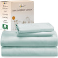 King Sheets Set 100% Cotton Sateen King Size - Deep Pockets