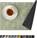 Reversible Vinyl Placemats Set of 8 - Heat Resistant Faux Leather