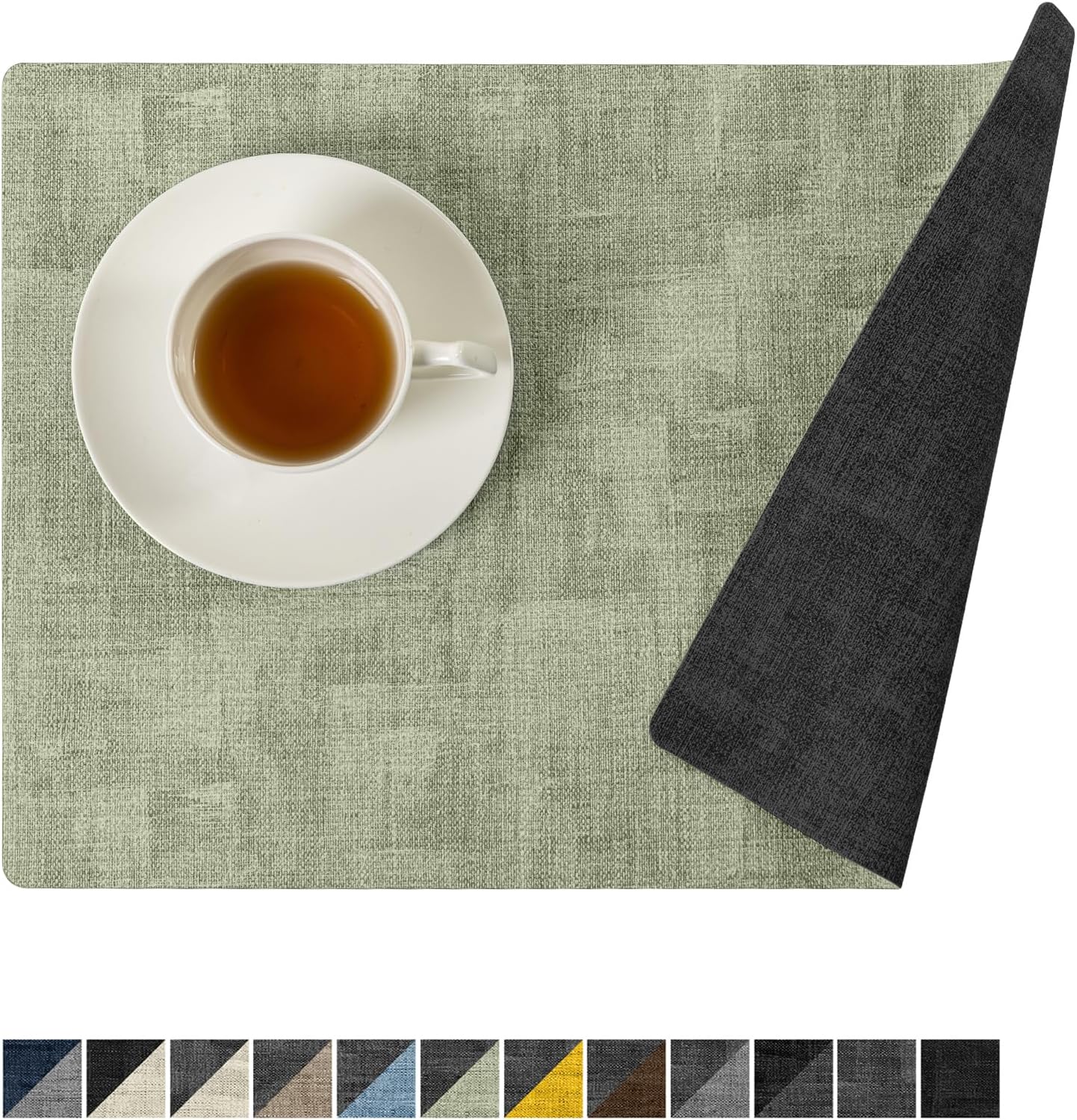 Reversible Vinyl Placemats Set of 8 - Waterproof & Heat Resistant