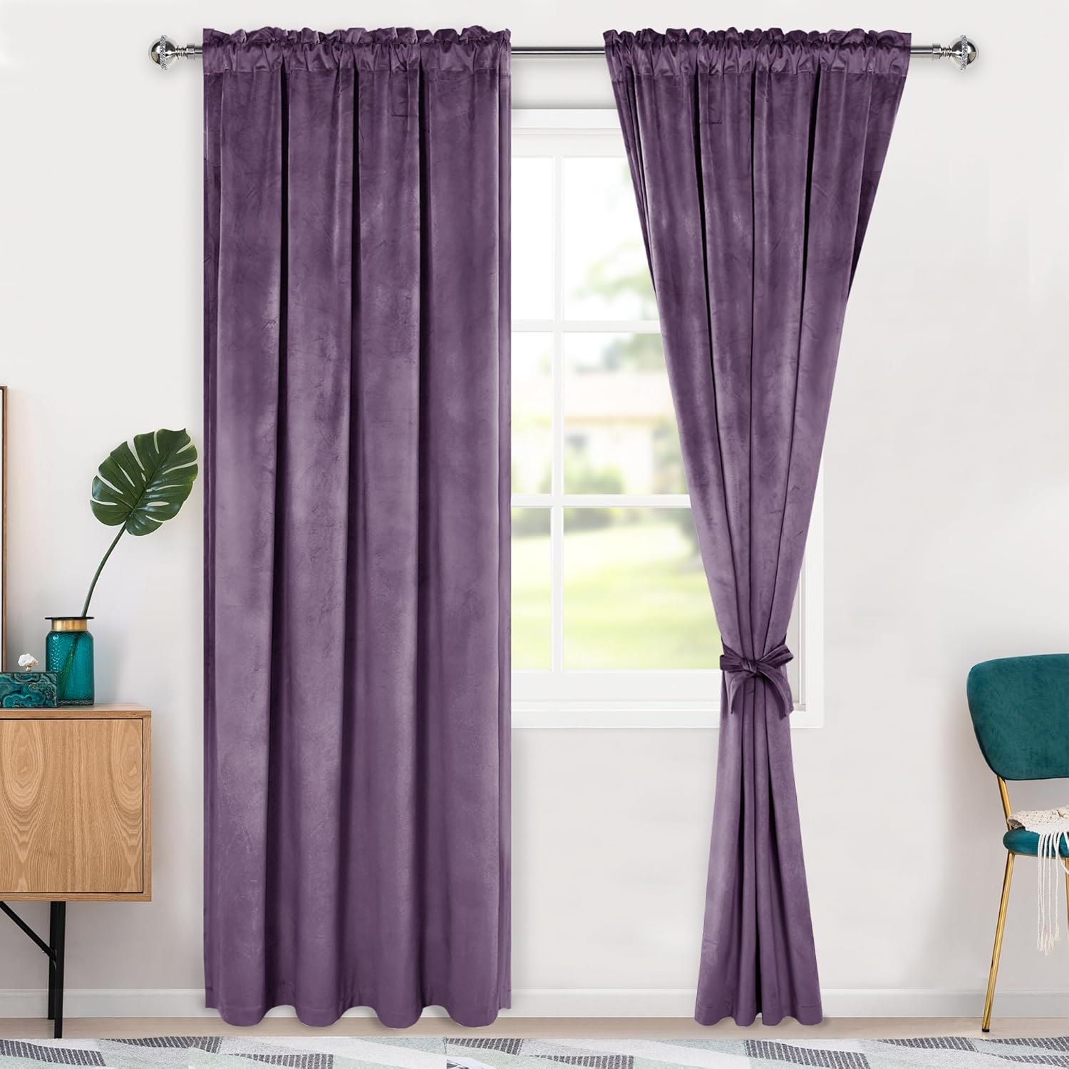 Hiasan Velvet Curtains 84 inch Blackout Thermal Insulated Drapes