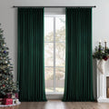 108 in Hunter Green Velvet Blackout Curtains - Luxurious 9 ft Drapes