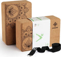 Cork Yoga Blocks 2 Pack with 8ft Strap Set - Natural Support