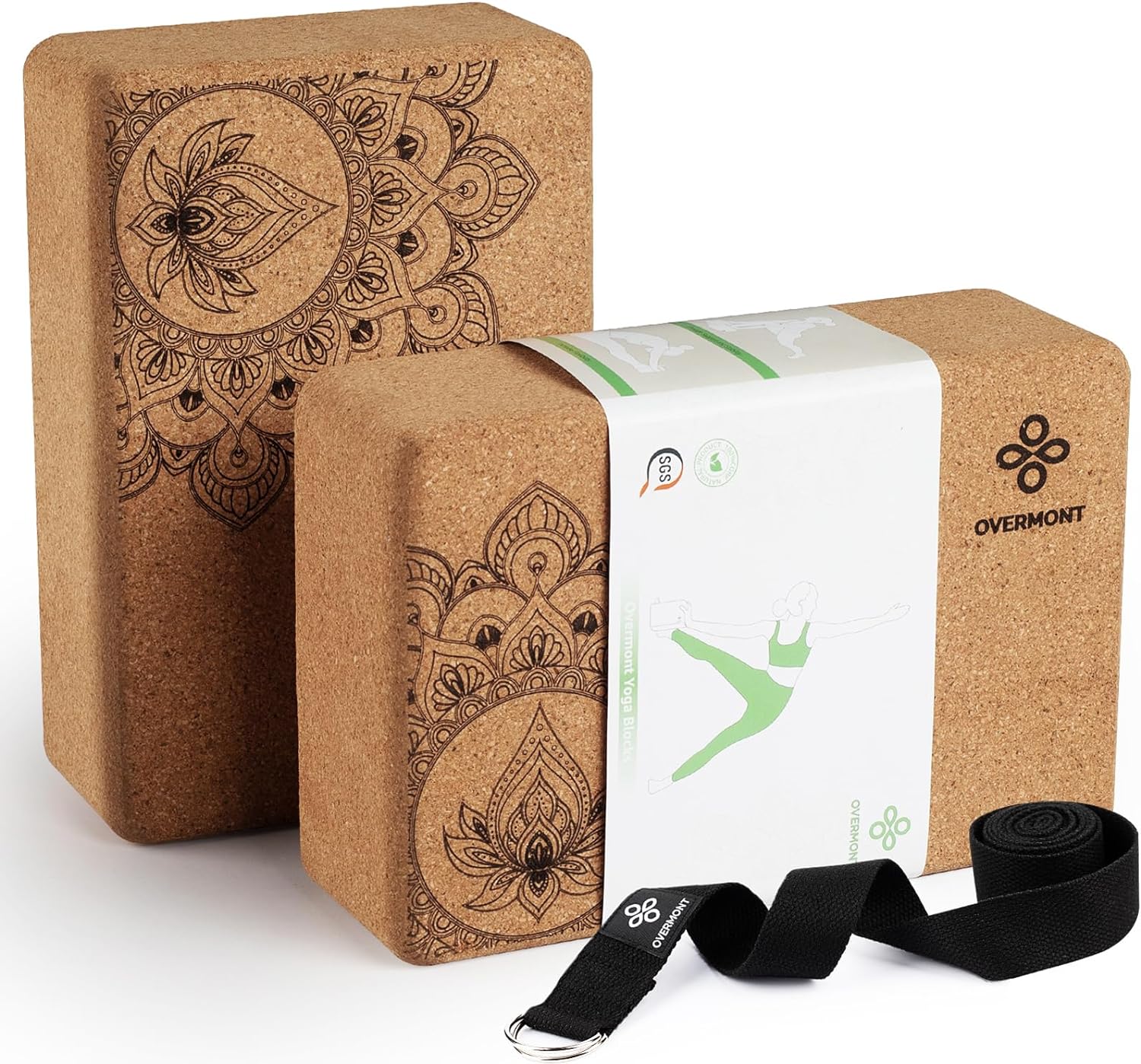 Overmont Eco Cork Yoga Blocks 2 Pack - High Density & Eco Friendly - Ideal for Yoga Stretching