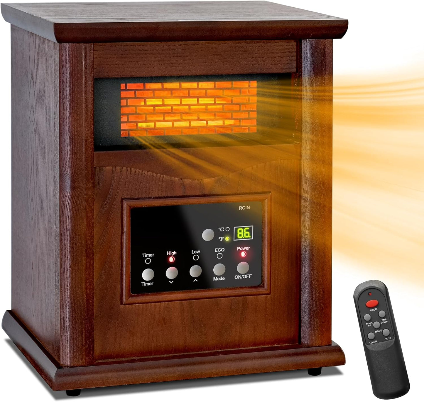 Efficient Infrared Space Heater with Remote Control and Timer