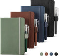 Small Notebook Pocket Notebook 4-Pack A6 Leather Hardcover - Portable