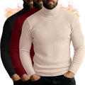 Men's 3-Pack Turtleneck Sweaters - Ribbed Slim Fit Layering