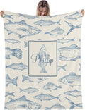 Custom Baby Blanket with Name Personalized Fishing Throw Blanket