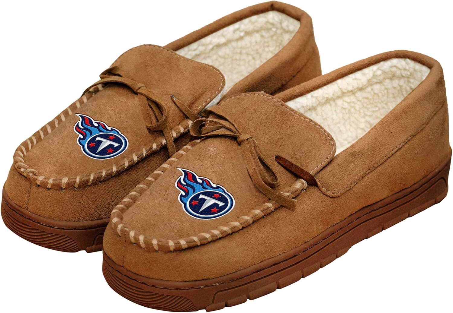 FOCO Men's NFL Football Team Logo Moccasin Slippers for Comfort