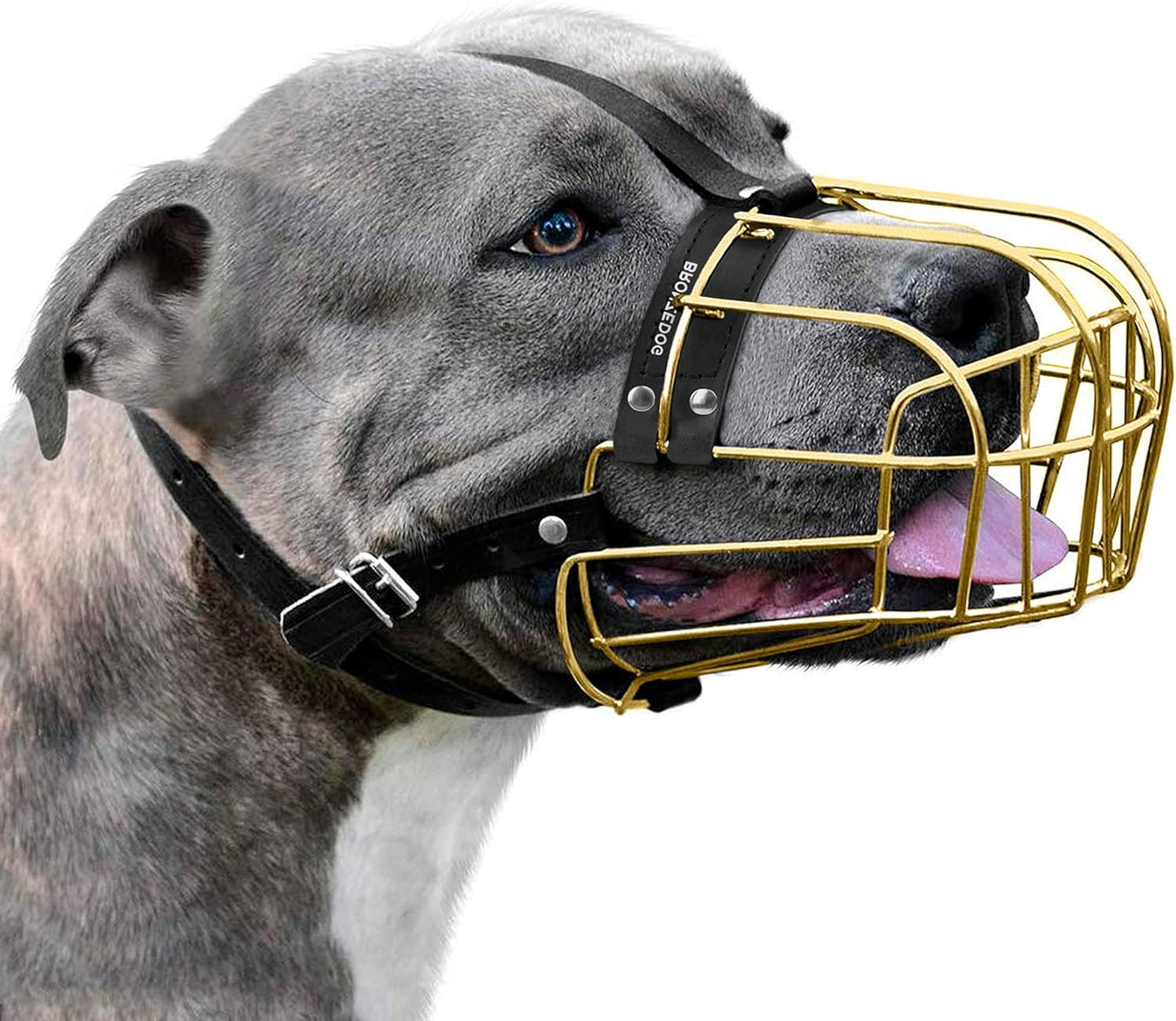 Durable Pitbull Dog Muzzle with Adjustable Leather Straps