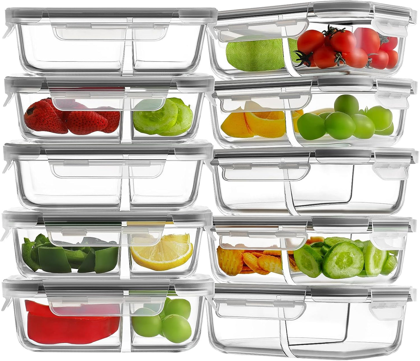 10 Pack 24oz Glass Meal Prep Containers for Food Storage