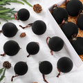 Velvet Christmas Balls 18 Pcs Bulk Set - Black Velvet Ornaments