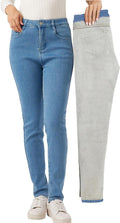 Fleece Lined Winter Jeans for Women - Warm Slim Stretch Jeggings Denim