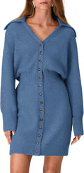 PRETTYGARDEN Sweater Dresses for Women Short Button Down Mini - Cozy