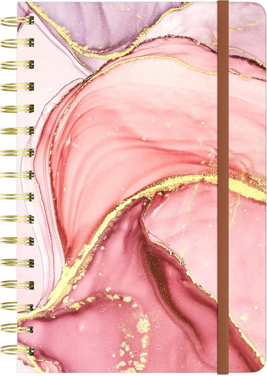 Marble Spiral Journal, Thick Paper, Pink, A5