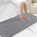 Smiry Bathroom Rugs Mat 47x20 in Grey - Extra Soft Absorbent Chenille