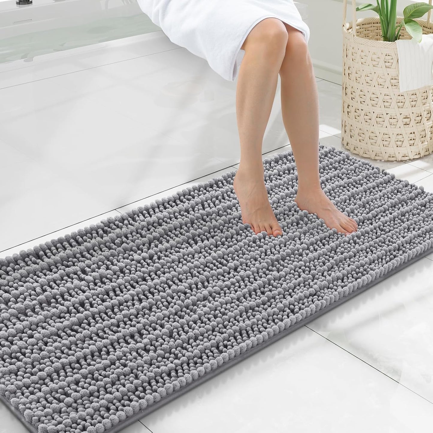 Smiry Bathroom Rugs Mat 47x20, Soft Absorbent Chenille Comfort