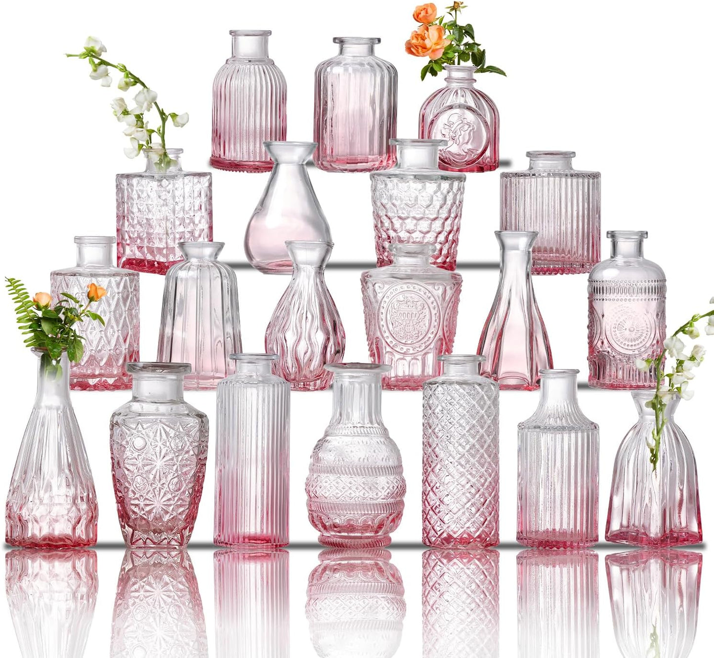 Glass Bud Vase Set of 20 for Elegant Floral Arrangements
