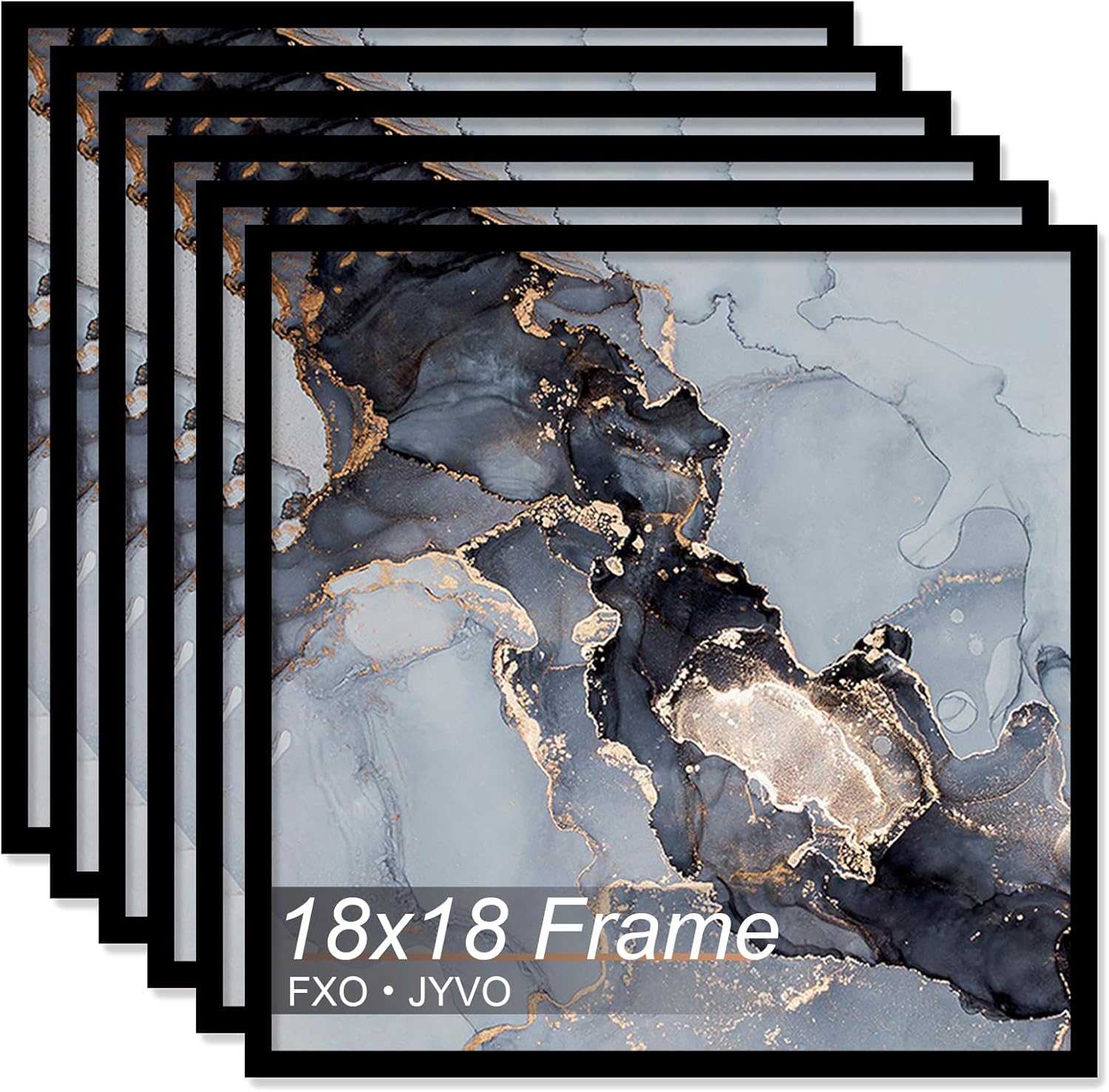18x18 Frame Set of 6 for Square Pictures - Black Frames