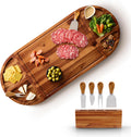 30 in Large Acacia Wood Charcuterie Board with 4 Knives Set - Elegant