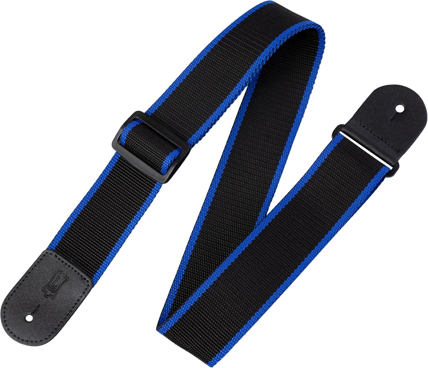 Levy's Black/Blue Guitar Strap - Leather Ends