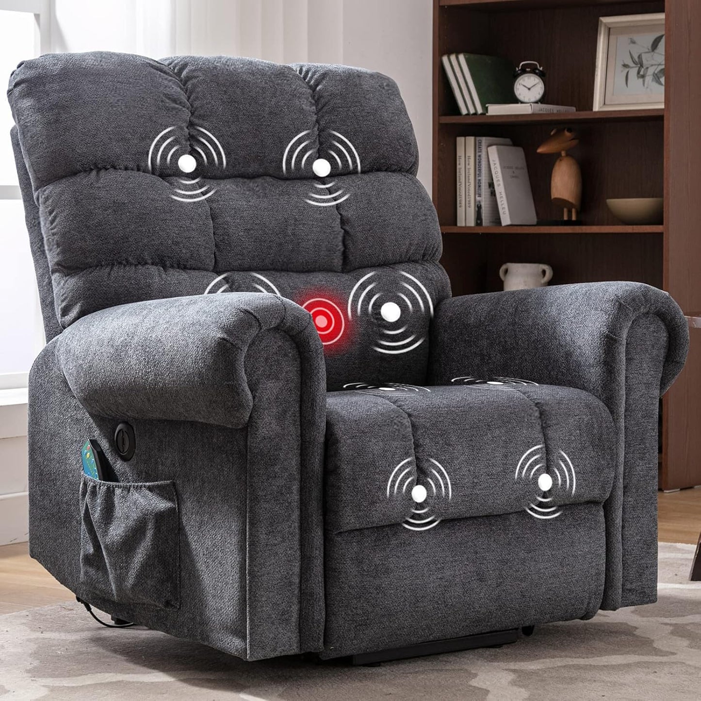 ANJ Large Power Lift Recliner | Massage & Heat | Heavy Duty