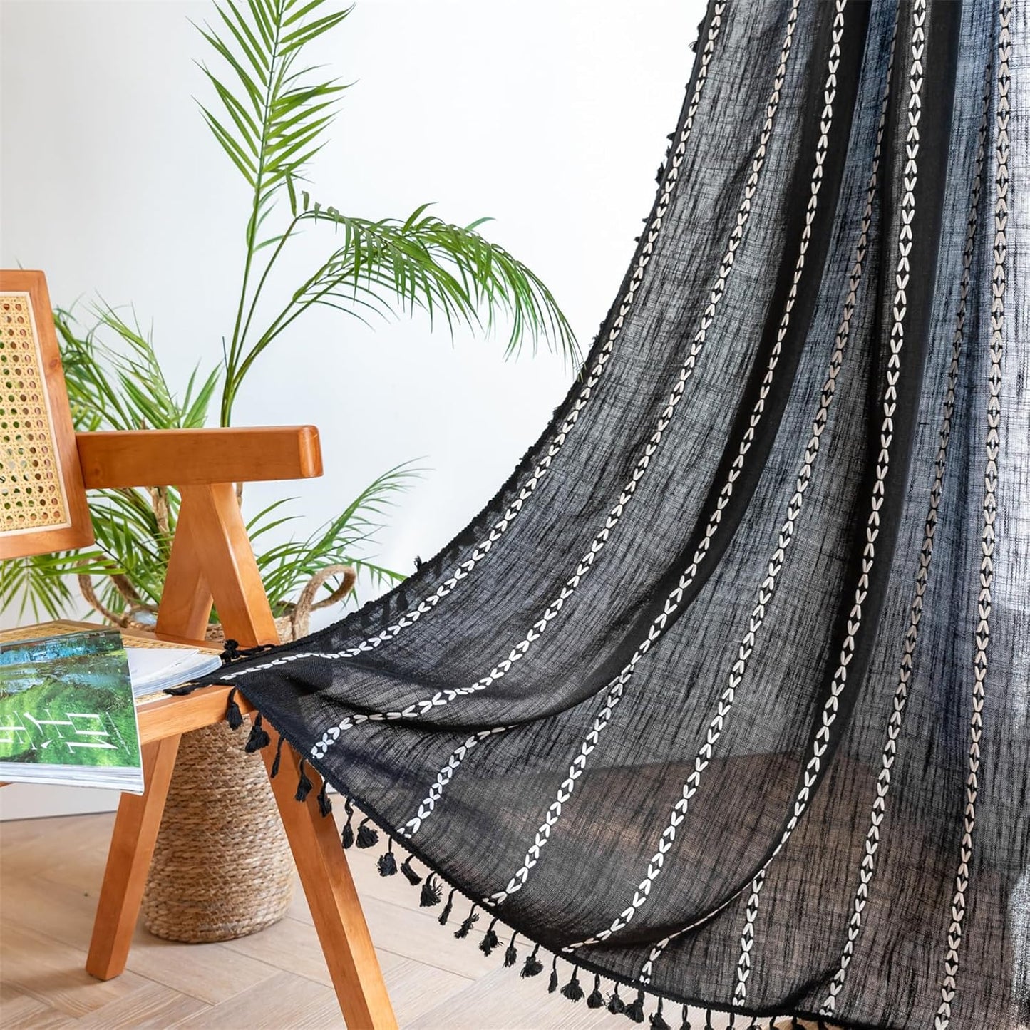 Boho Farmhouse Curtains for Bedroom Living Room 63 Inch Panels