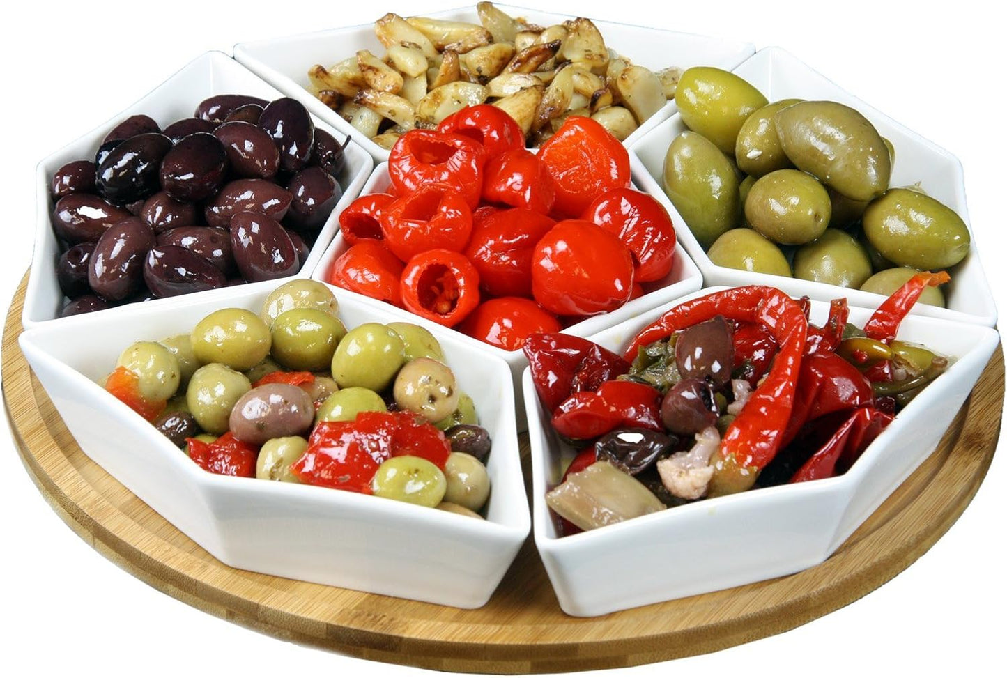 Elama Signature 7 Piece Ceramic Stoneware Condiment Server Set
