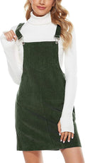 Womens Corduroy Bib Knee-Length Overalls Dress - Casual Chic