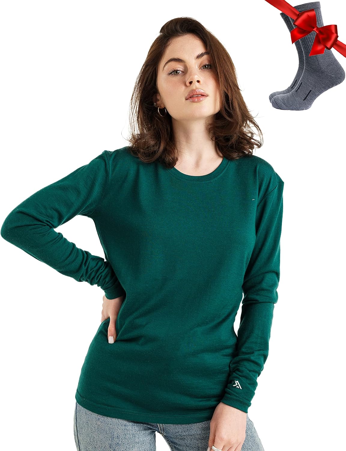 Merino Wool Base Layer Women - Comfortable Thermal Shirt & Socks