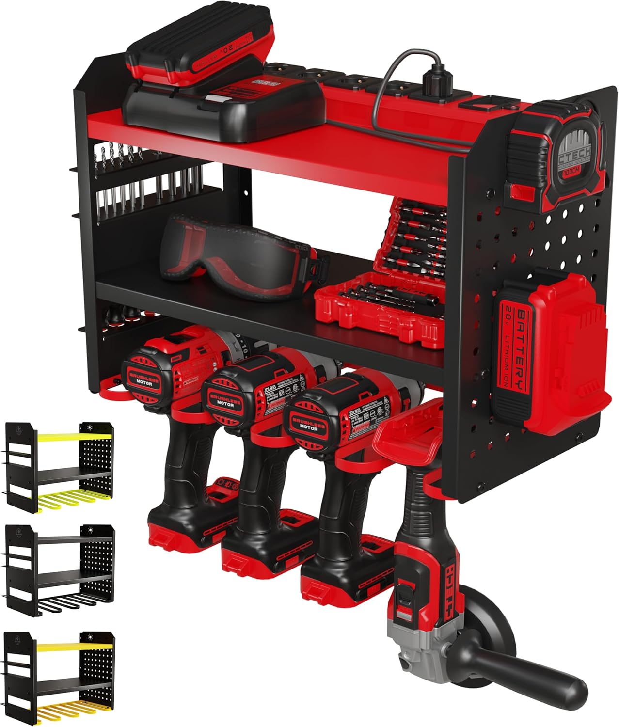 Power Tool Organizer Wall Mount - 3-Tier Heavy-Duty Storage Rack