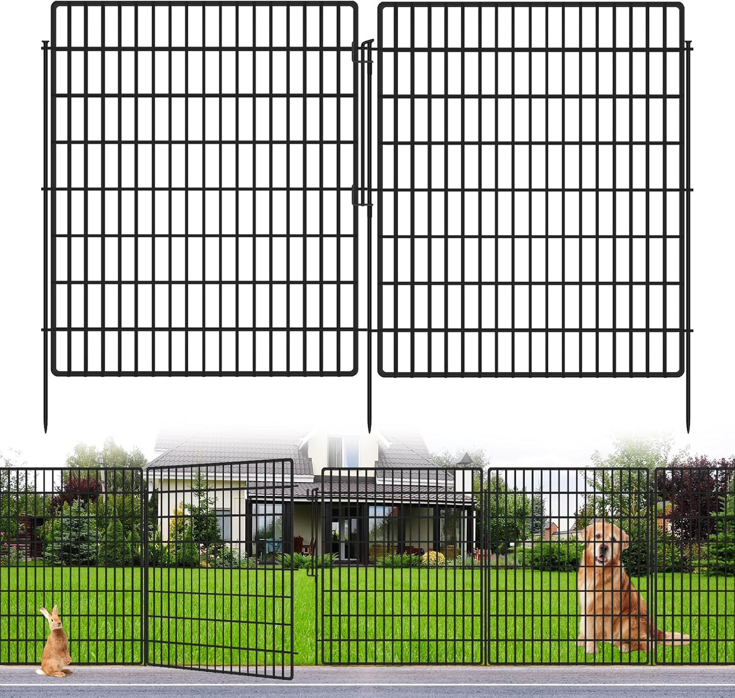 15 Panels Garden Fencing Animal Barrier for Dogs and Pets