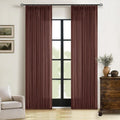 Chestnut Brown 84 in Pinch Pleated Linen Curtains - Thick Textured