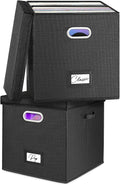 Vinyl Record Storage Box Set of 2 - Stackable Linen Crates for 12-in