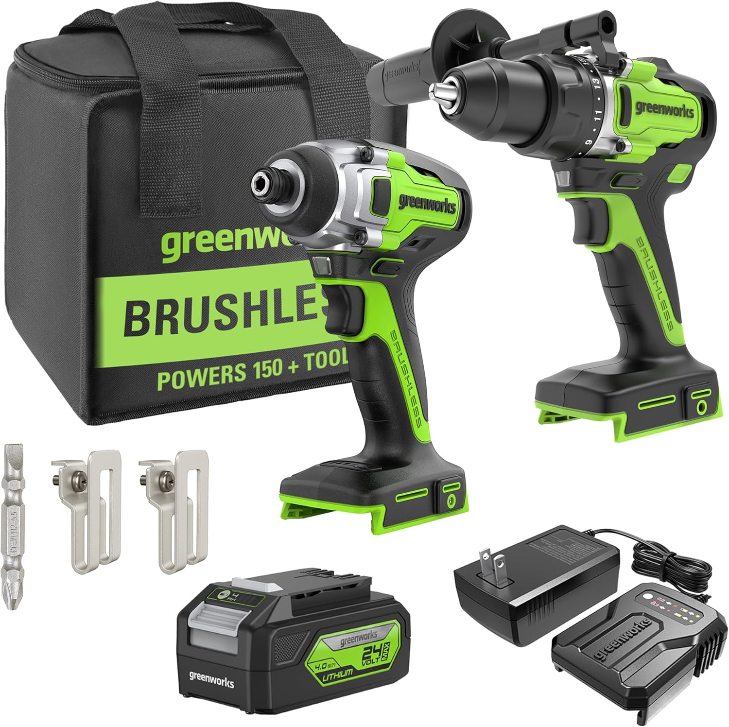 Greenworks 24V Cordless Brushless Drill & Impact Driver Combo Kit