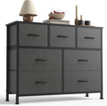 7-Drawer Fabric Dresser with Wood Top - Compact Storage Tower