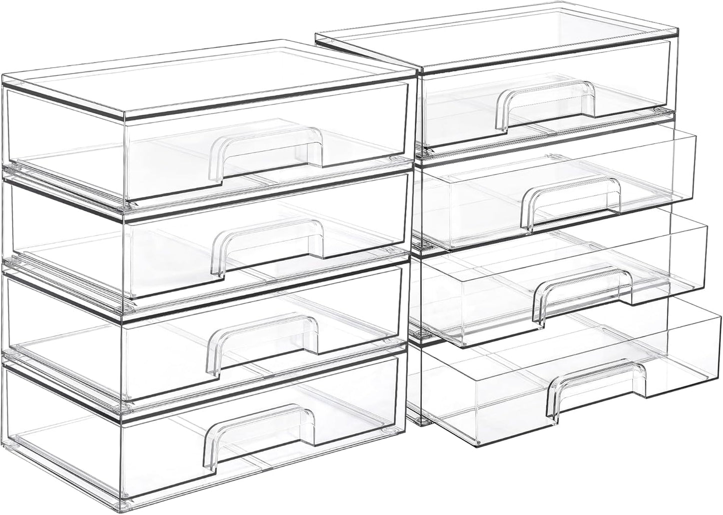 Vtopmart 12.1ft'W Clear Stackable Storage Drawers for Organizing
