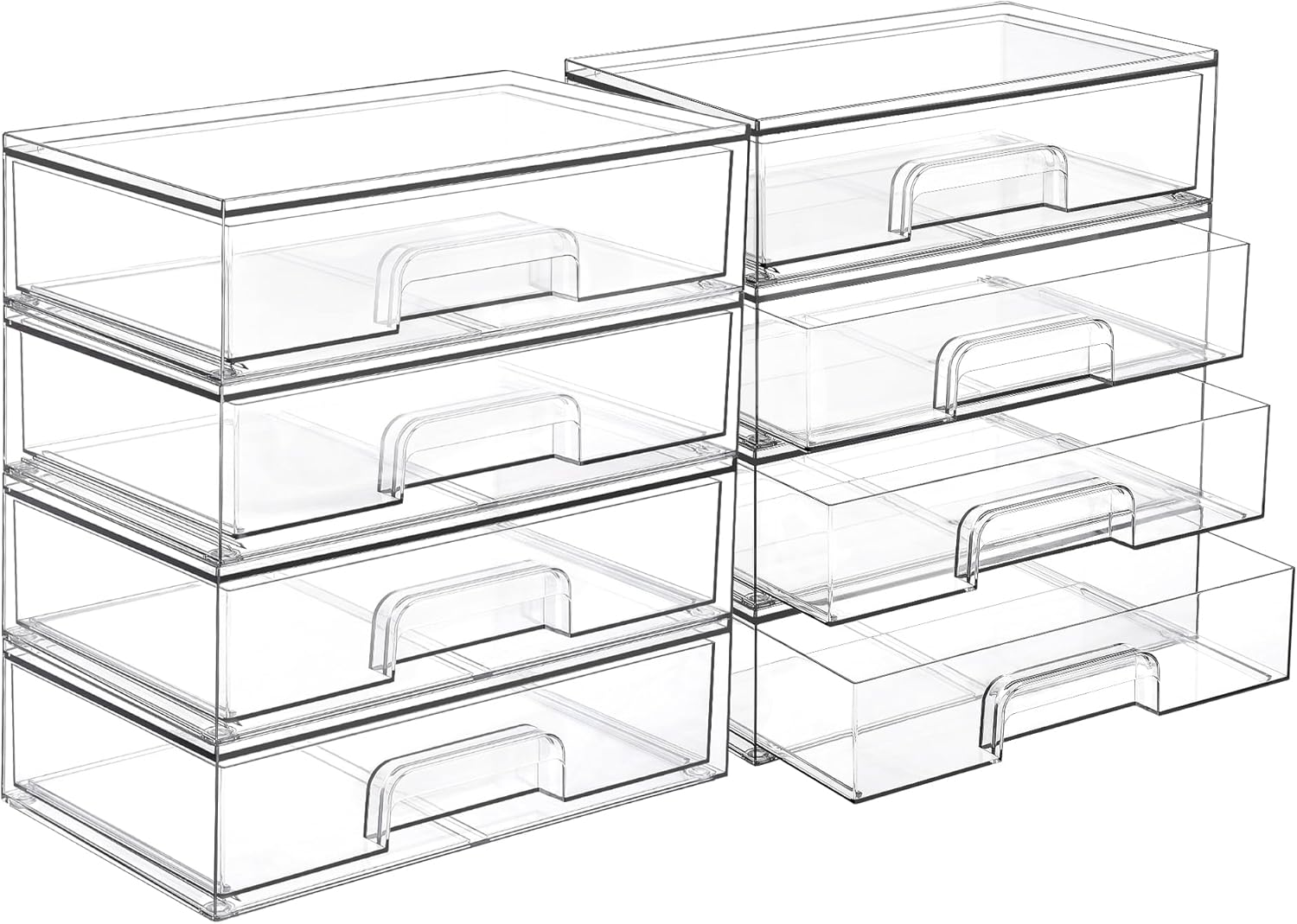 Vtopmart 12.1ft'W Clear Stackable Storage Drawers for Organizing