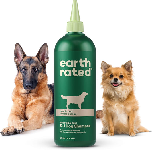 Earth Rated 3-in-1 Dog Shampoo - Tackle Tangles, Shedding & Refresh with White Tea & Basil