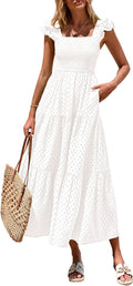 PRETTYGARDEN Womens Square Neck Maxi Dress - Flowy Summer Staple Shoes