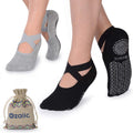 Non-Slip Yoga Socks with Grips & Straps - Ideal for Pilates