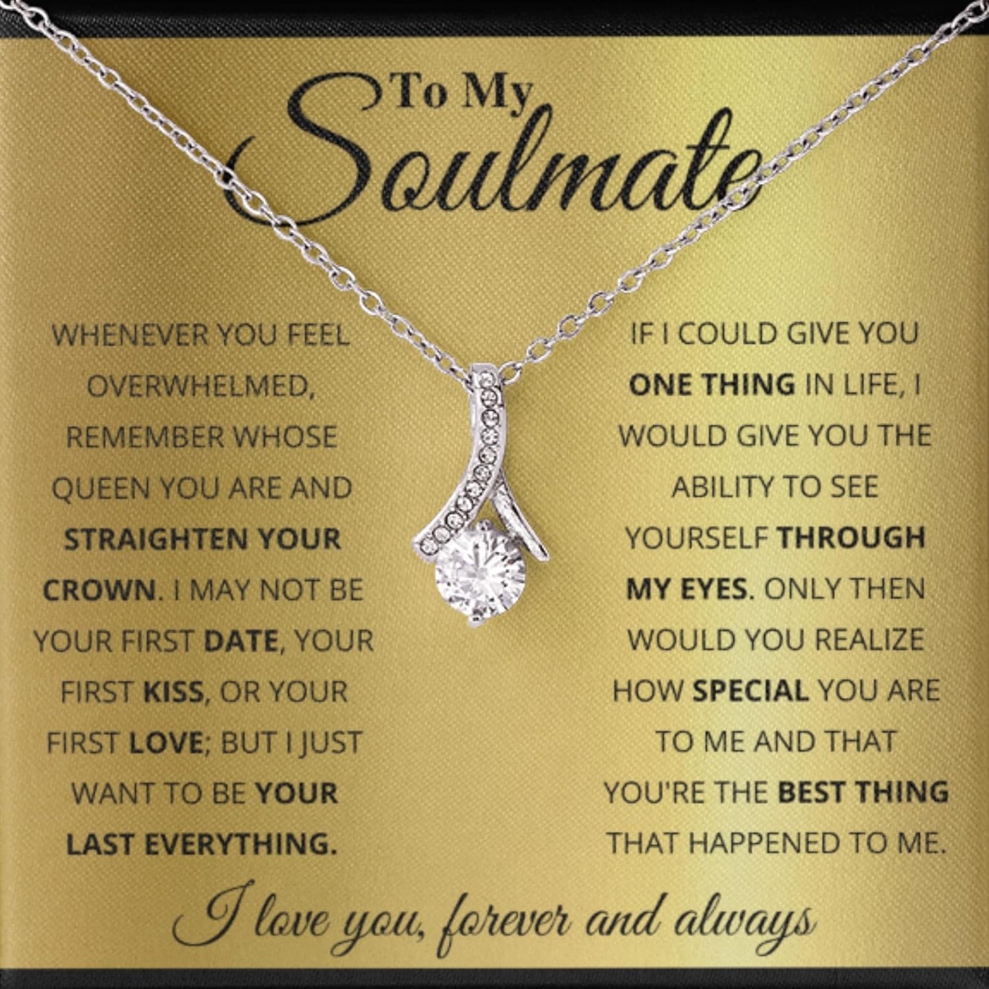 Soulmate Necklace for Wife with Heartfelt Message Card Gift