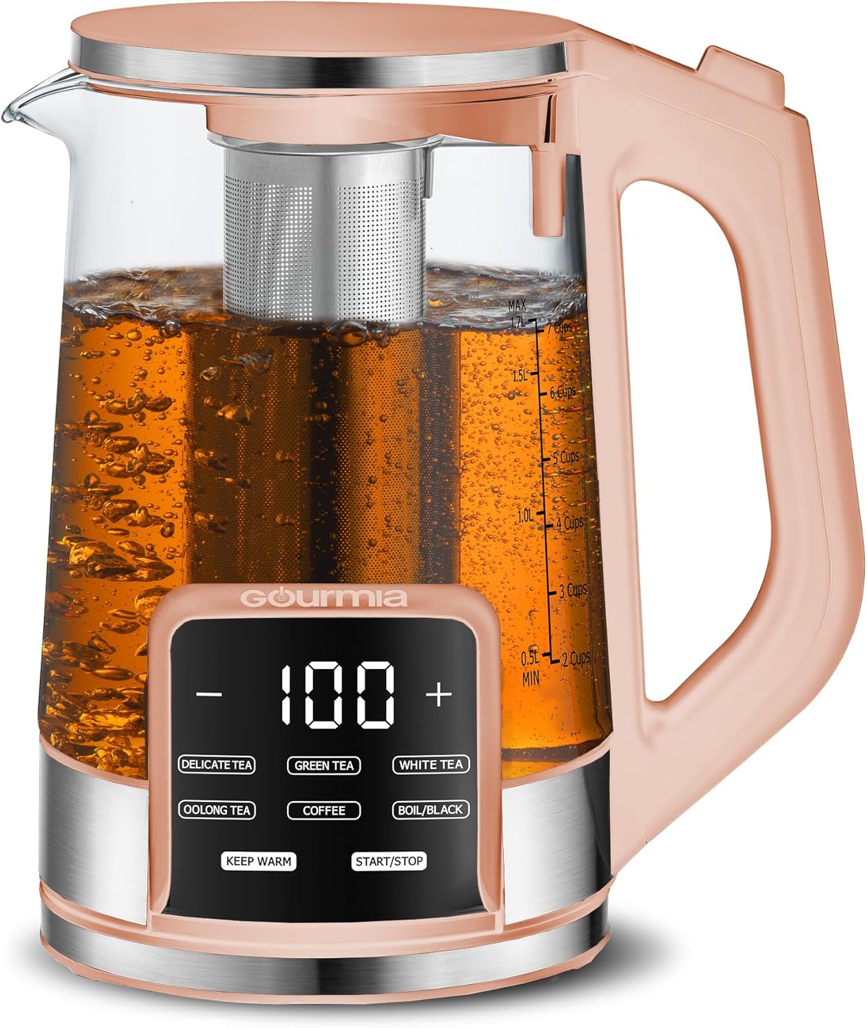 Gourmia Electric Programmable Glass Kettle for Perfect Brewing