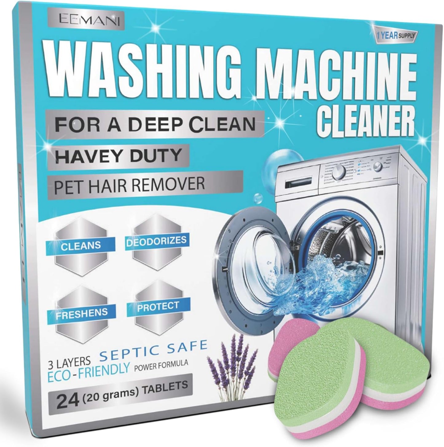 Eco-Friendly 3-Layer Deep Clean Washer Tabs - 24pk