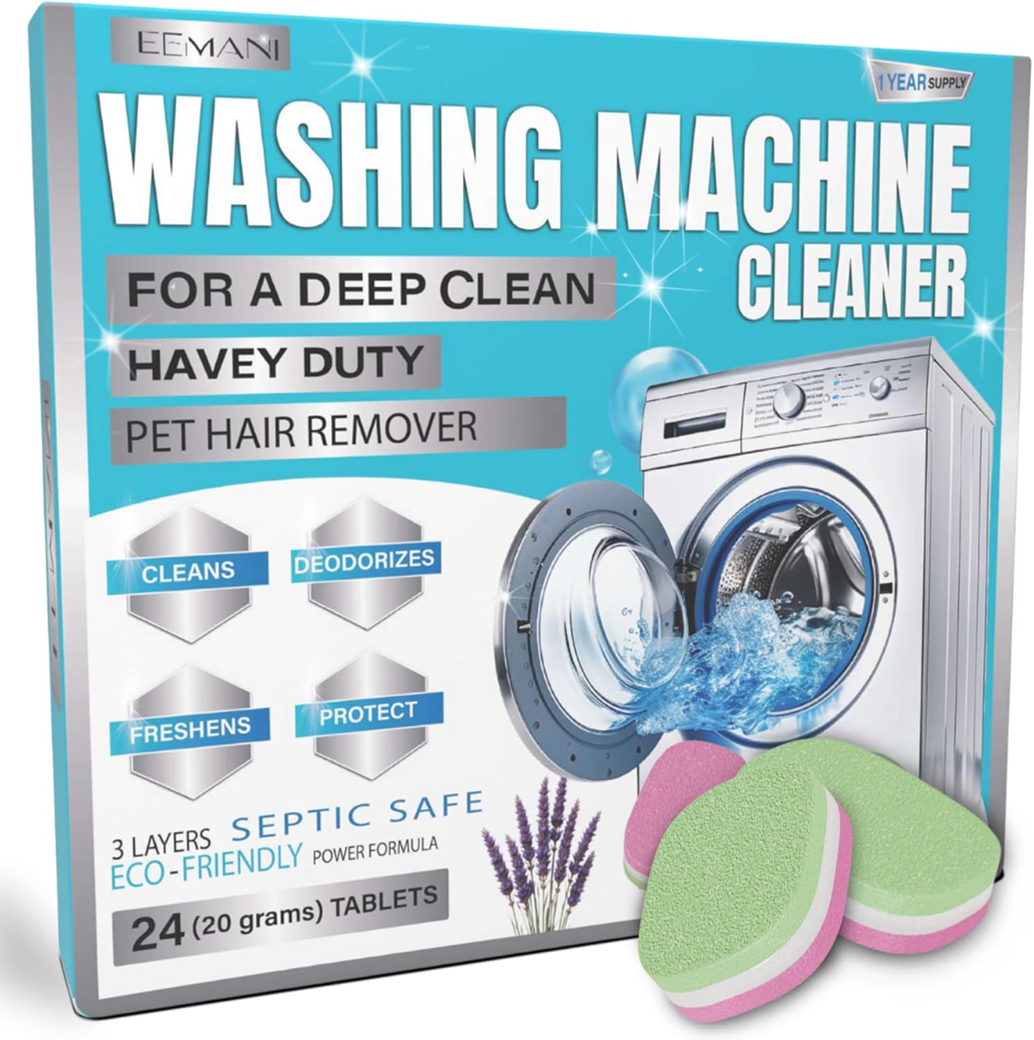 Eco-Friendly 3-Layer Deep Clean Washer Tabs - 24pk