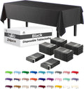 Party Solids Black Rectangular Plastic Tablecloth 54x108 in - Pack