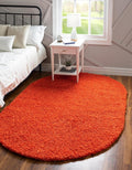 Unique Loom Solid Shag Area Rug 3 ft 3 in x 5 ft 3 in Oval - Tiger