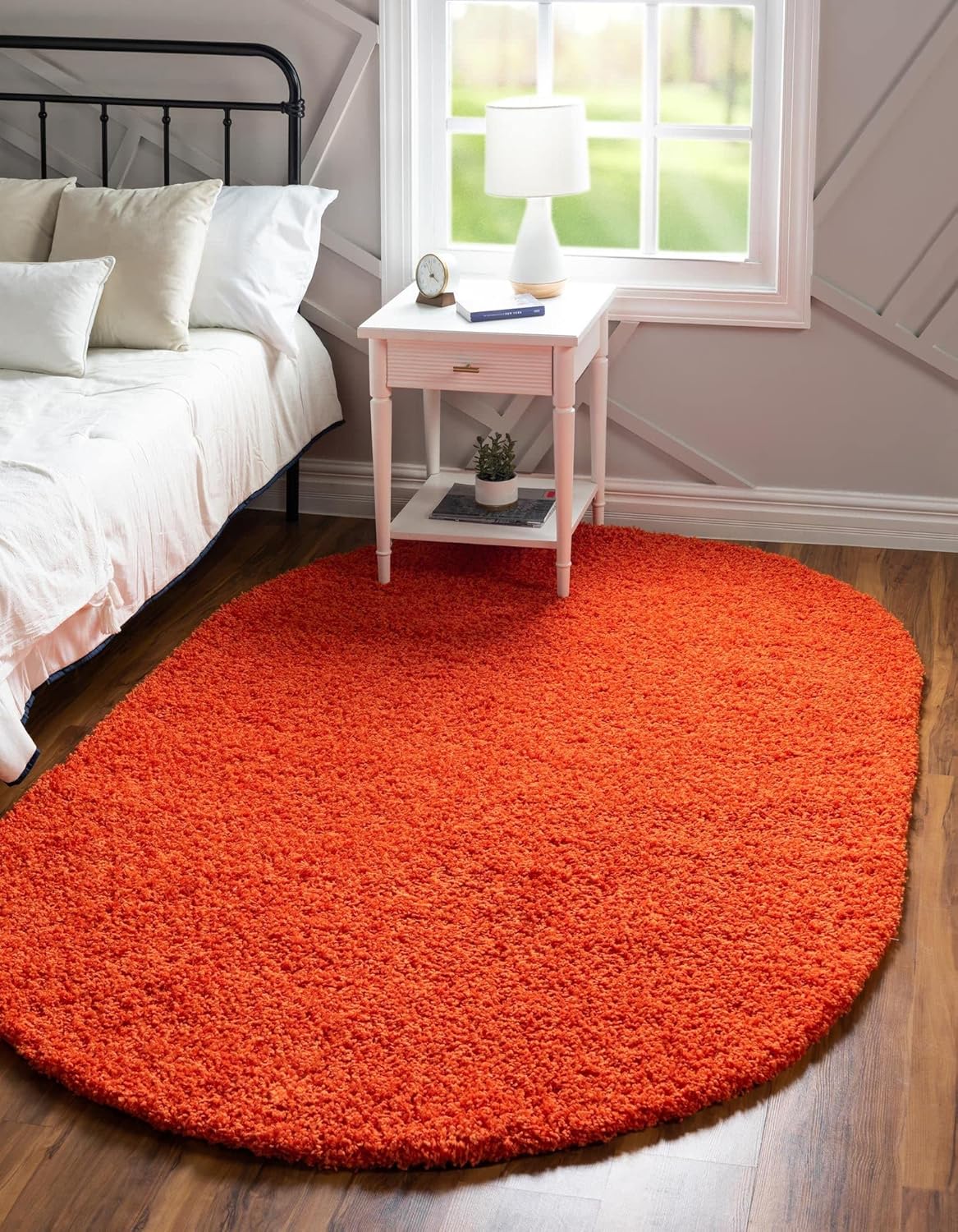 Unique Loom Solid Shag Area Rug in Tiger Orange for Cozy Spaces