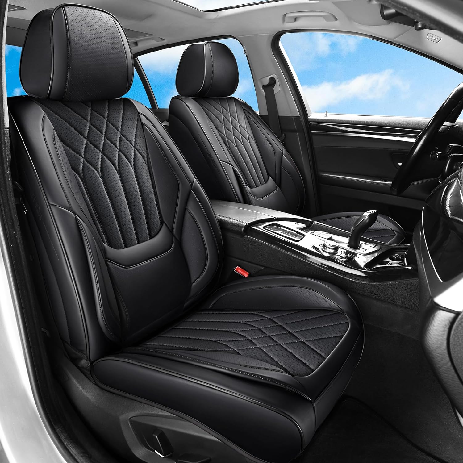 Full Coverage Car Seat Covers Set Waterproof Luxury Leather