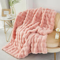 Faux Fur Throw Blanket with Bubble Texture - Soft Warm 51in x 63in